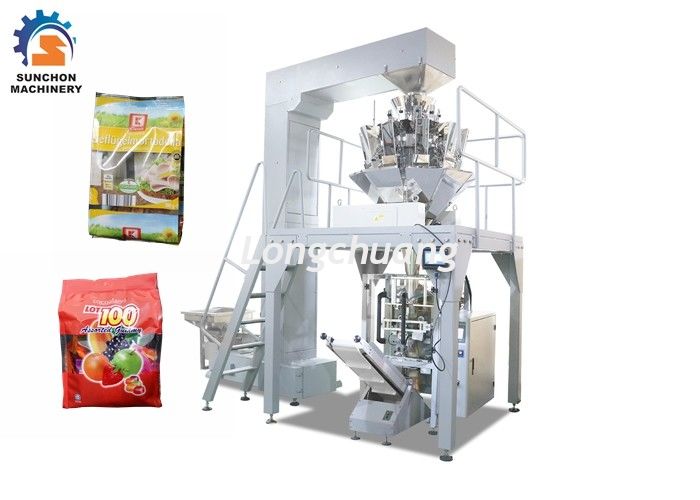 PLC Control Vertical Form Fill Seal Packaging Machine , Speed 5 - 60 Bags / Min