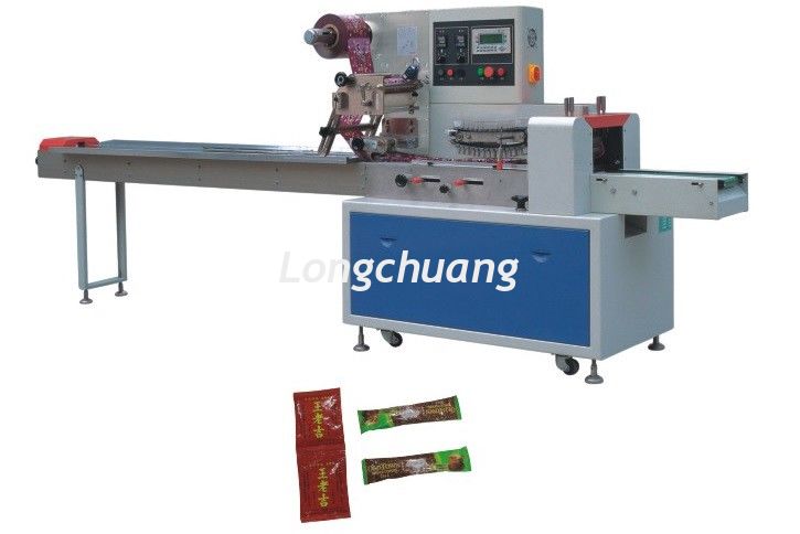 Automatic Back Sealing Flow Plillow Food Packing Machine With PLC Touch Screen Operation