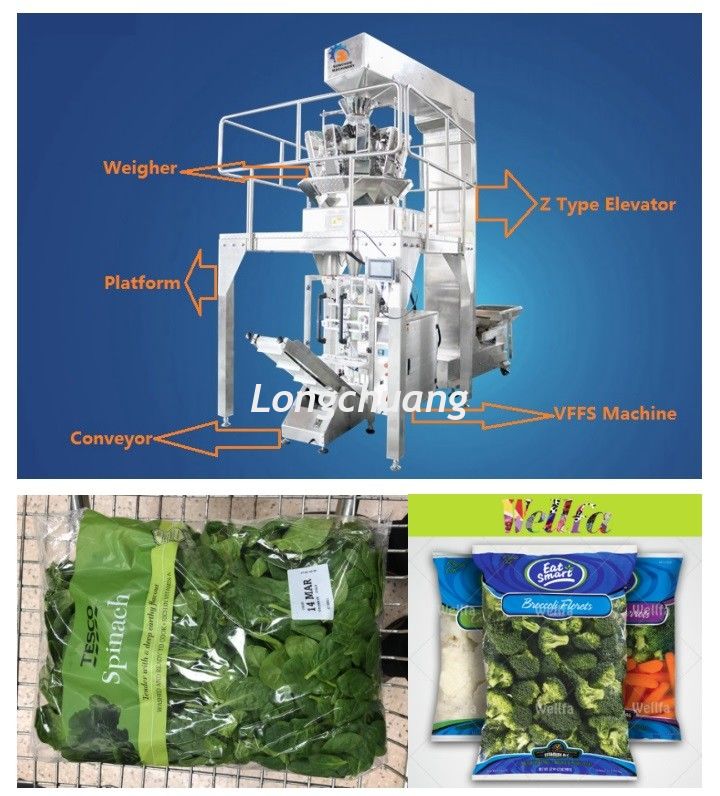 Salad Vegetables Automatic Food Packing Machine Multiheads Weighing