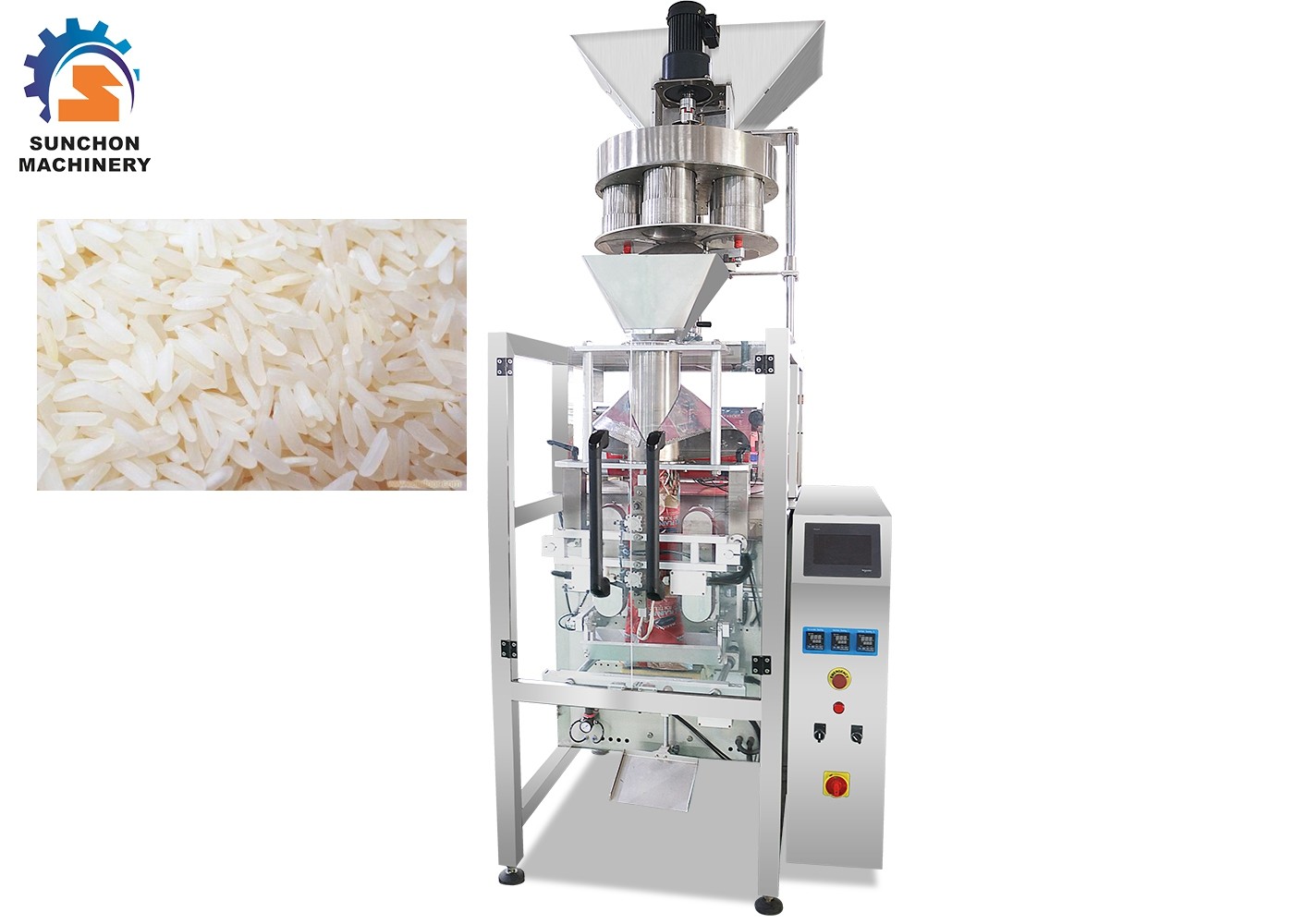 High Efficient Rice Packaging Machine , Automatic Bagging Machine For 1KG 5KG Rice