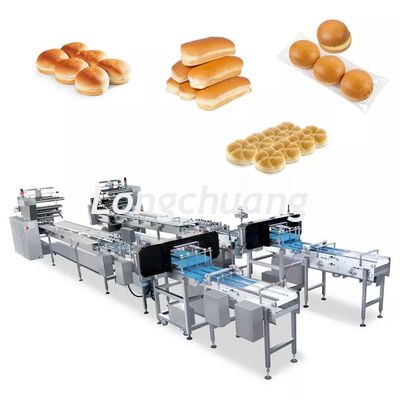 quality  Multifunction Bakery Food Automatic Feeding Line Burger Bun Hot Dog Hamburger Packaging Machine factory