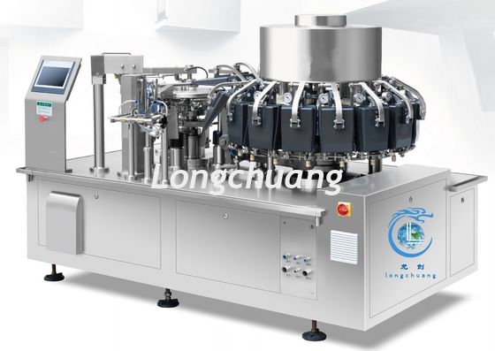 quality  High Speed 100BPM Rotary Automatic Vacuum Packaging Machine For Dried Meat Dumplings factory