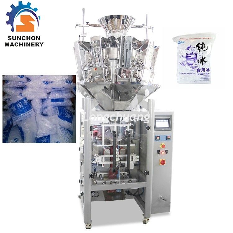 Multihead Weigher Automatic Ice Cube Packing Machine Simultaneous Control